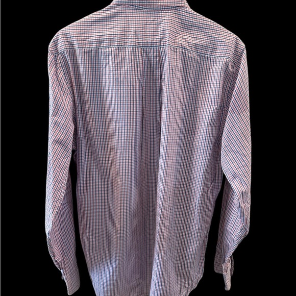 Johnnie O Men's Plaid Check Button Down Long Sleeve Shirt Size L Raspberry Blue - Picture 6 of 7